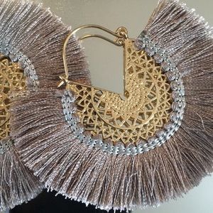 Gold tone and thread boho earrings